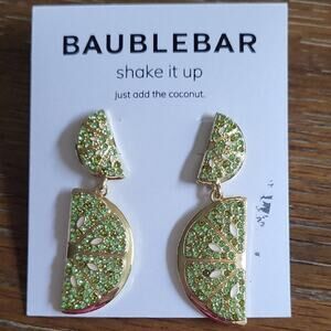 NWT BaubleBar Lime-Inspired Gold and Green Earrings